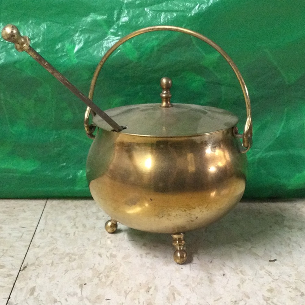 Vintage Brass Smudge Pot Cauldron Fire Fireplace Starder